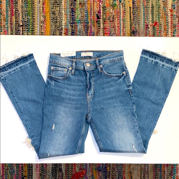 ZARA High rise Boot Cropped Jeans in Mic Blue - Picture 2 of 5